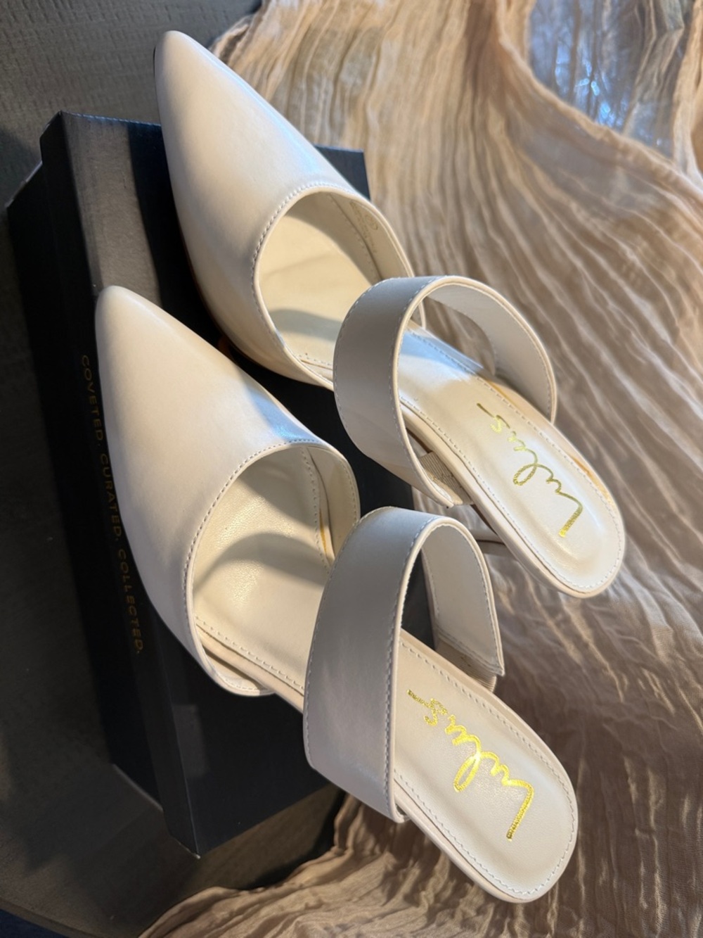 Lulu's Cream Pointed Toe Double-Strap Slide Mules